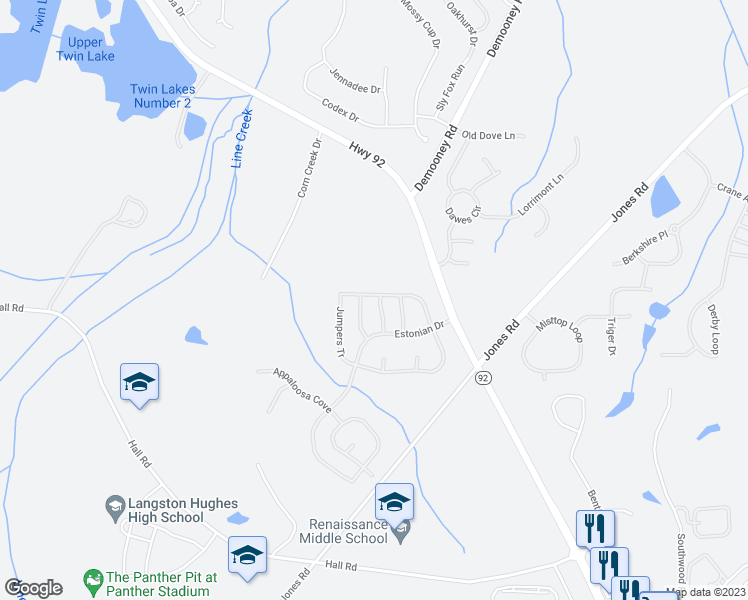 map of restaurants, bars, coffee shops, grocery stores, and more near 7144 Caspian Drive in Fairburn