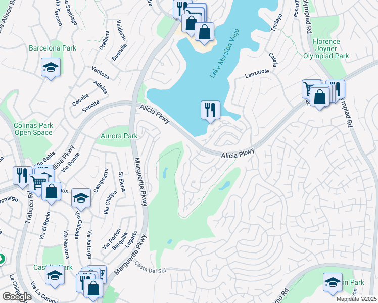 map of restaurants, bars, coffee shops, grocery stores, and more near in Mission Viejo