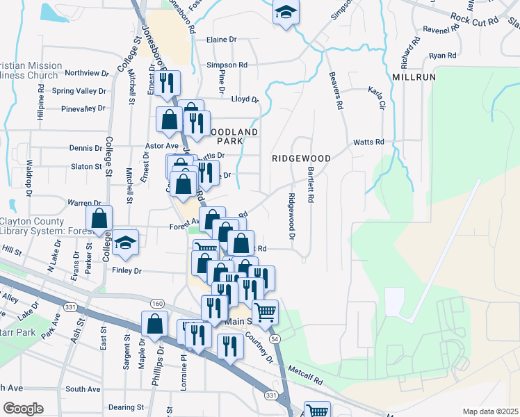map of restaurants, bars, coffee shops, grocery stores, and more near 4773 Tuong Yen Court in Forest Park
