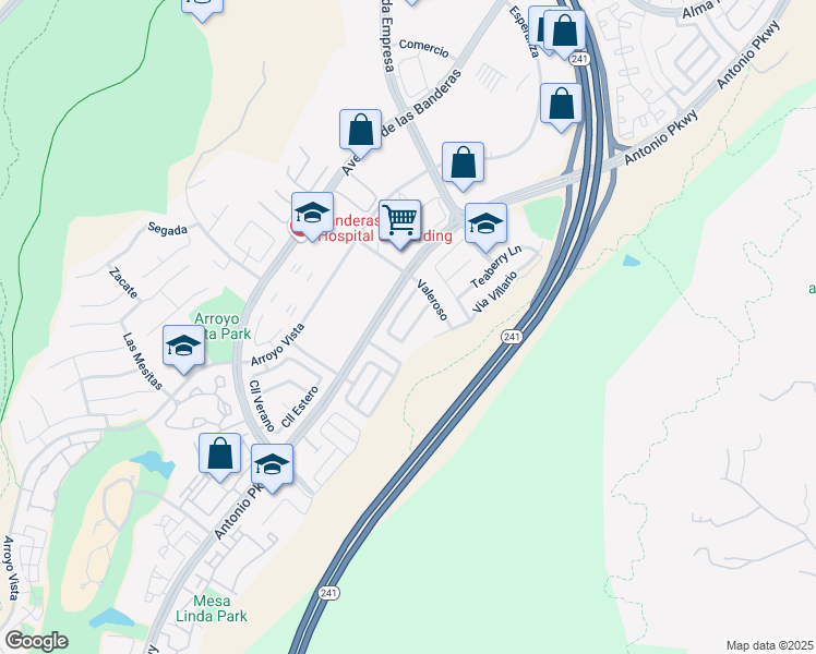 map of restaurants, bars, coffee shops, grocery stores, and more near 24 Vía Pelayo in Rancho Santa Margarita