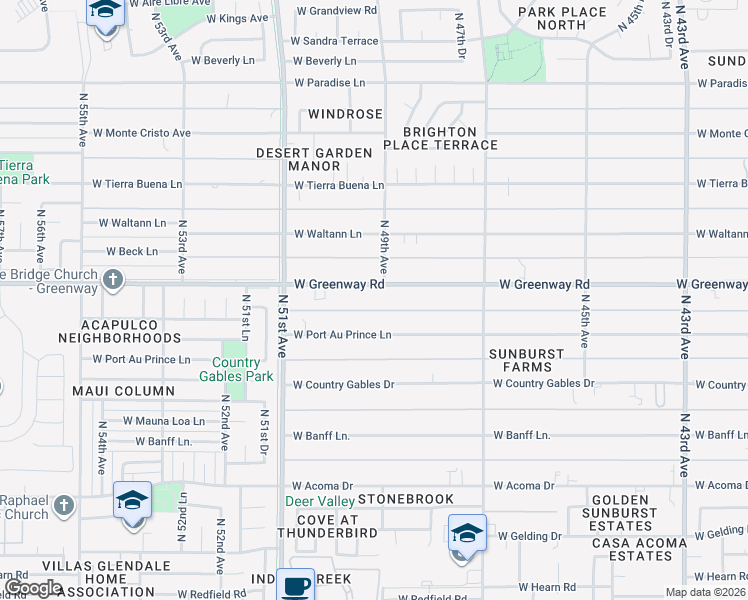 map of restaurants, bars, coffee shops, grocery stores, and more near 4836 West Port Au Prince Lane in Glendale