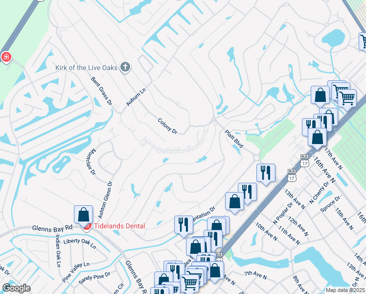 map of restaurants, bars, coffee shops, grocery stores, and more near 213 Double Eagle Drive in Myrtle Beach