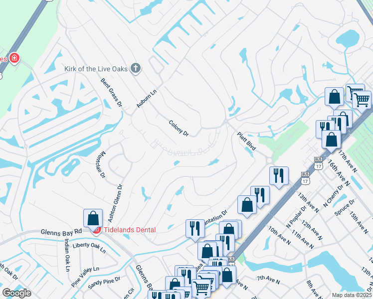 map of restaurants, bars, coffee shops, grocery stores, and more near 217 Double Eagle Drive in Myrtle Beach