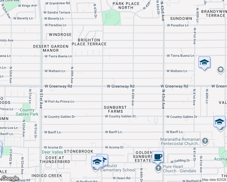 map of restaurants, bars, coffee shops, grocery stores, and more near 4606 West Port Au Prince Lane in Glendale