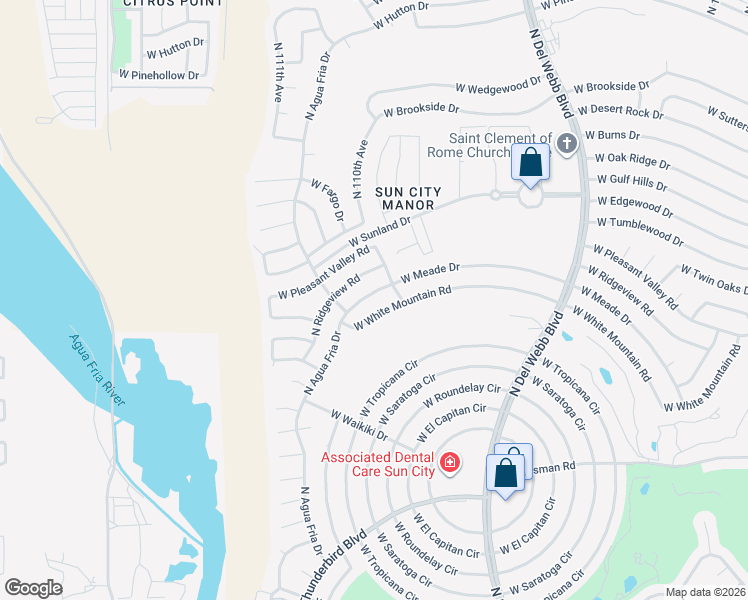 map of restaurants, bars, coffee shops, grocery stores, and more near 11031 West White Mountain Road in Sun City