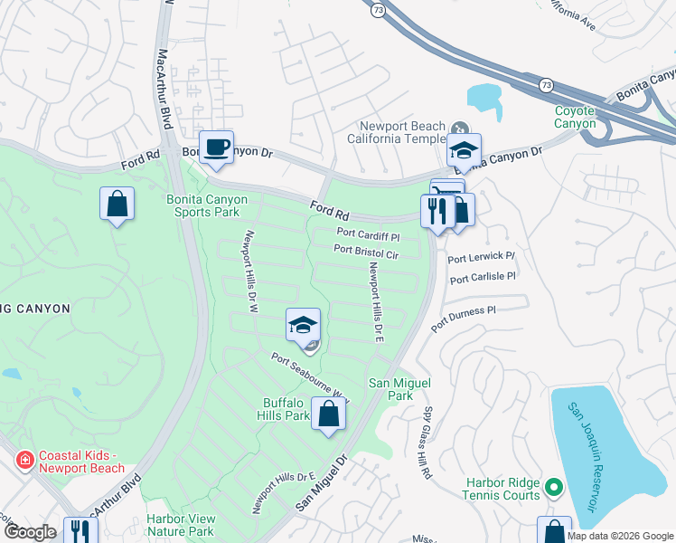 map of restaurants, bars, coffee shops, grocery stores, and more near 1919 Port Provence Place in Newport Beach