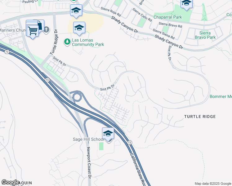 map of restaurants, bars, coffee shops, grocery stores, and more near 23 Bower Tree in Irvine