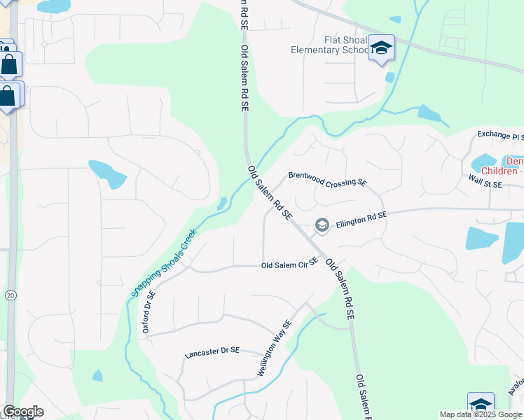 map of restaurants, bars, coffee shops, grocery stores, and more near 1500 Old Salem Drive Southeast in Conyers