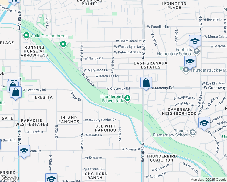map of restaurants, bars, coffee shops, grocery stores, and more near 6817 West Zoe Ella Way in Peoria