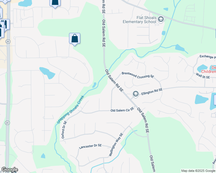map of restaurants, bars, coffee shops, grocery stores, and more near 1500 Old Salem Drive Southeast in Conyers