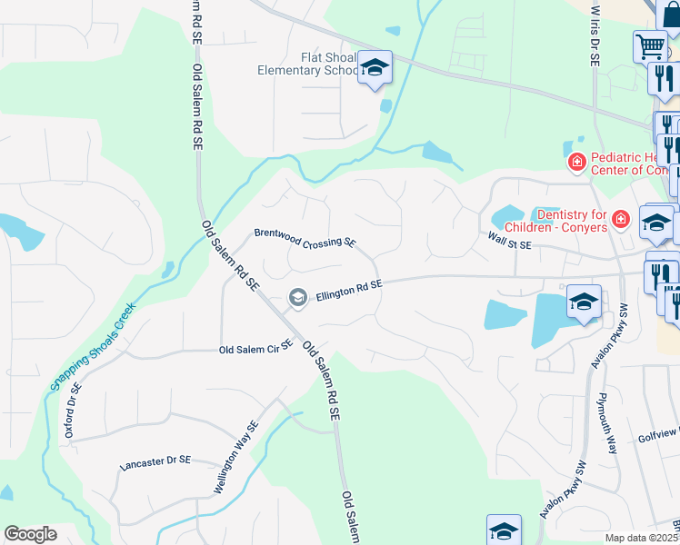 map of restaurants, bars, coffee shops, grocery stores, and more near 1720 Greystone Trce Southeast in Conyers
