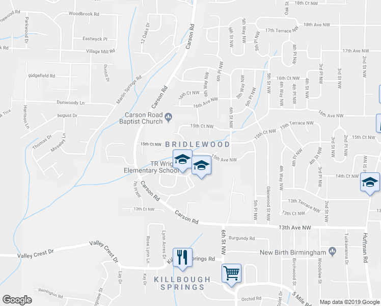 map of restaurants, bars, coffee shops, grocery stores, and more near 699 15th Avenue Northwest in Birmingham
