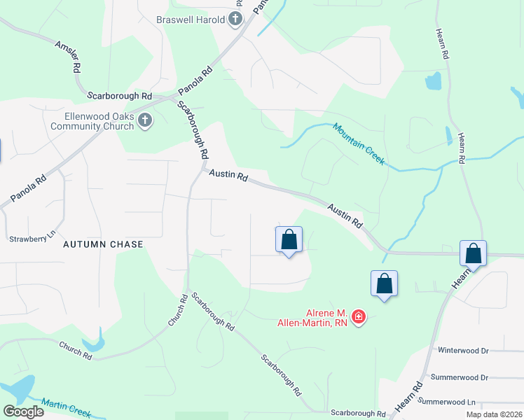 map of restaurants, bars, coffee shops, grocery stores, and more near 1355 Austin Road in Ellenwood