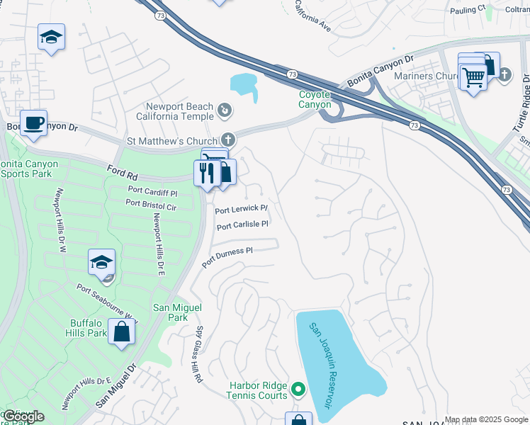 map of restaurants, bars, coffee shops, grocery stores, and more near 2339 Port Lerwick Place in Newport Beach