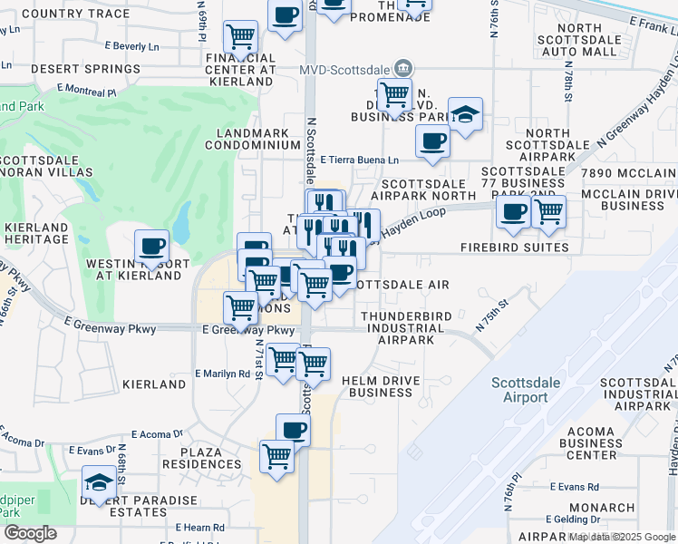 map of restaurants, bars, coffee shops, grocery stores, and more near 15323 North Scottsdale Road in Scottsdale