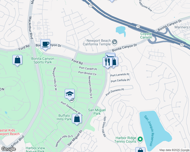 map of restaurants, bars, coffee shops, grocery stores, and more near 2012 Port Bristol Circle in Newport Beach