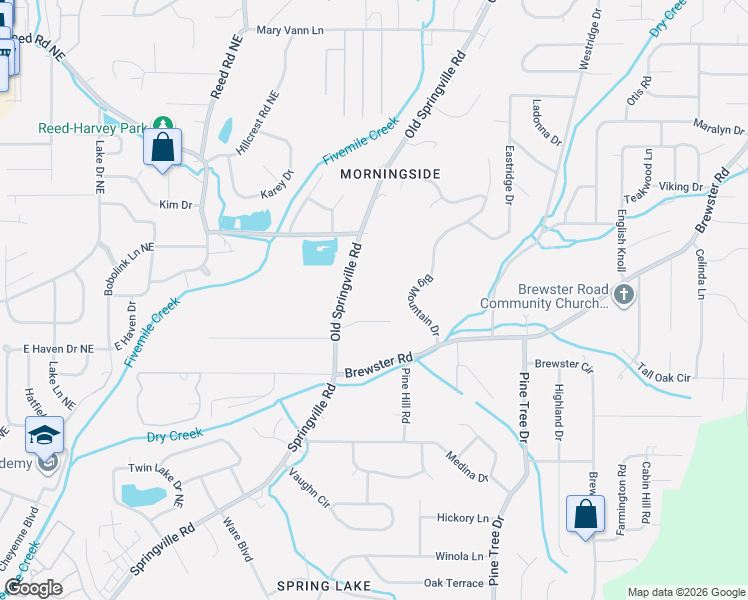 map of restaurants, bars, coffee shops, grocery stores, and more near 1645 Old Springville Road in Center Point