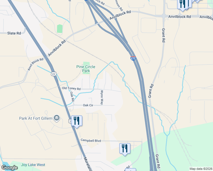 map of restaurants, bars, coffee shops, grocery stores, and more near 2636 Old Toney Road in Ellenwood