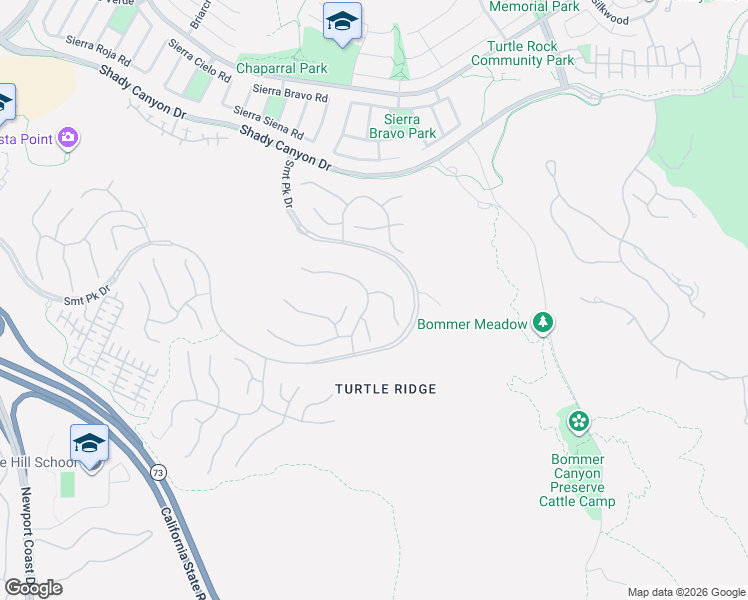 map of restaurants, bars, coffee shops, grocery stores, and more near 46 Woods Trail in Irvine