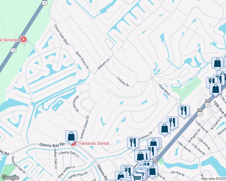 map of restaurants, bars, coffee shops, grocery stores, and more near 216 Double Eagle Drive in Myrtle Beach