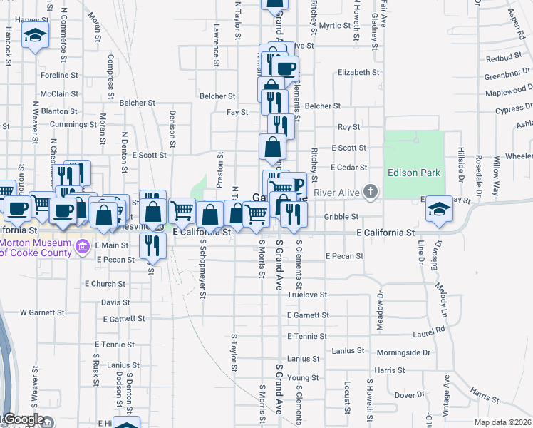 map of restaurants, bars, coffee shops, grocery stores, and more near in Gainesville