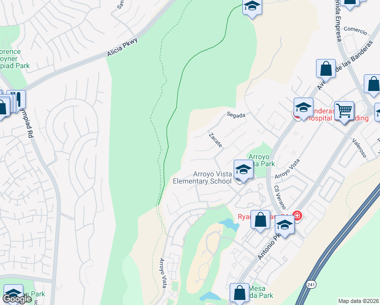 map of restaurants, bars, coffee shops, grocery stores, and more near 2 Serna in Rancho Santa Margarita