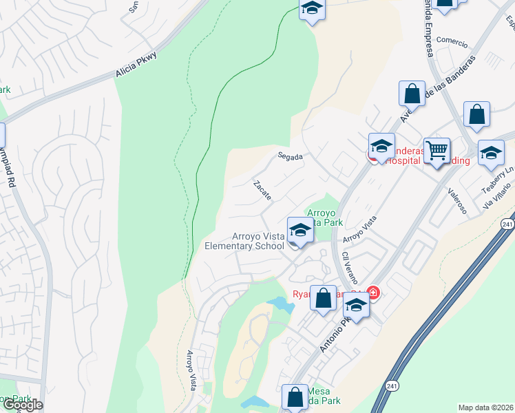 map of restaurants, bars, coffee shops, grocery stores, and more near 2 Serna in Rancho Santa Margarita