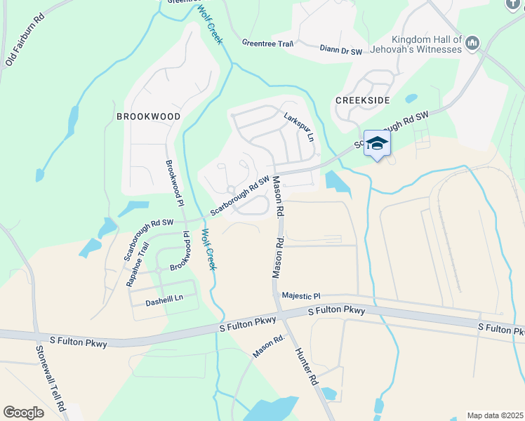 map of restaurants, bars, coffee shops, grocery stores, and more near 4965 Buckeye Place in Atlanta