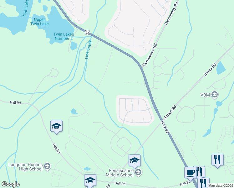 map of restaurants, bars, coffee shops, grocery stores, and more near 7285 Jumpers Tr in Fairburn