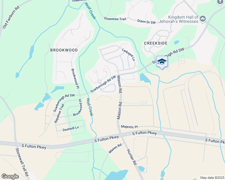 map of restaurants, bars, coffee shops, grocery stores, and more near 4965 Buckeye Place in Atlanta