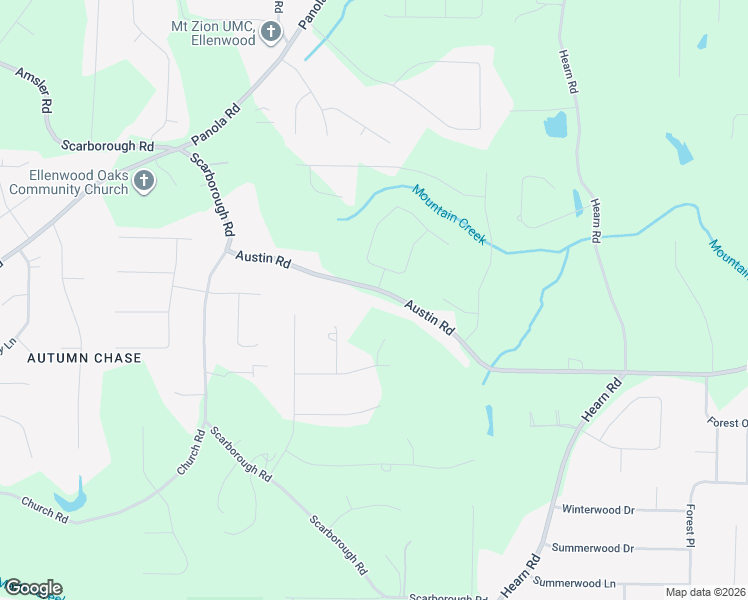 map of restaurants, bars, coffee shops, grocery stores, and more near 1305 Austin Road in Ellenwood