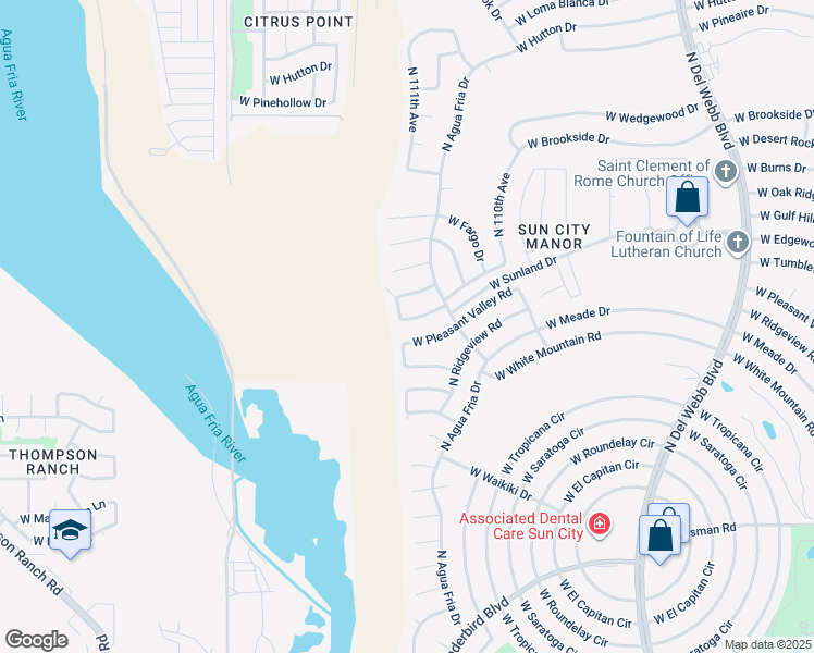 map of restaurants, bars, coffee shops, grocery stores, and more near 11073 West Edgewood Drive in Sun City