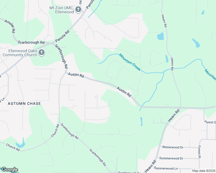 map of restaurants, bars, coffee shops, grocery stores, and more near 1305 Austin Road in Ellenwood
