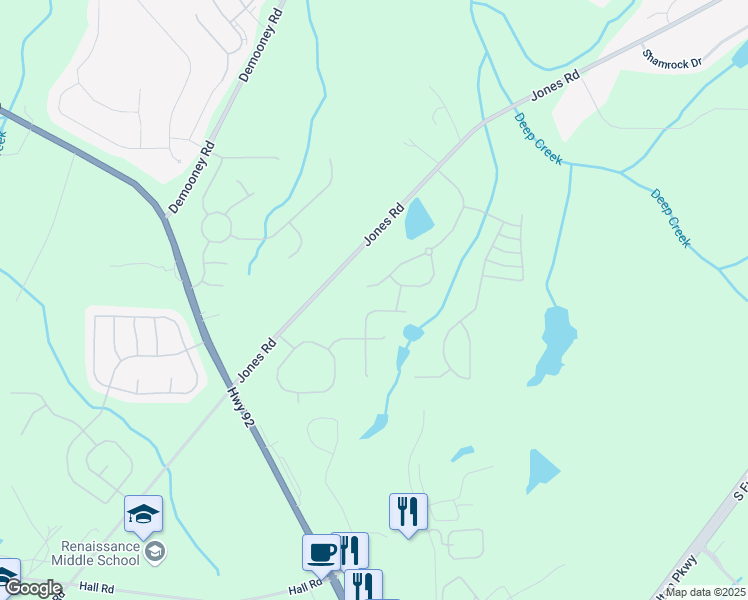 map of restaurants, bars, coffee shops, grocery stores, and more near 460 Berkshire Place in Fairburn