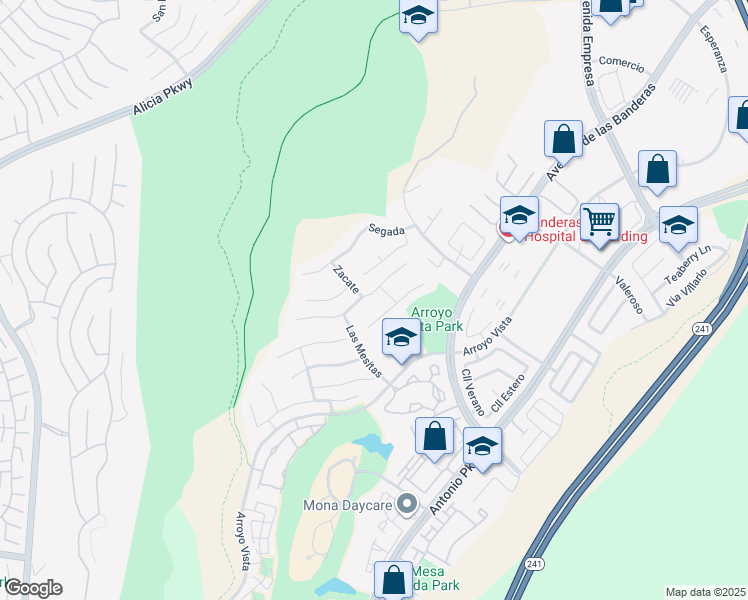 map of restaurants, bars, coffee shops, grocery stores, and more near 40 Mancera in Rancho Santa Margarita