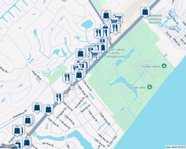 map of restaurants, bars, coffee shops, grocery stores, and more near in Horry County