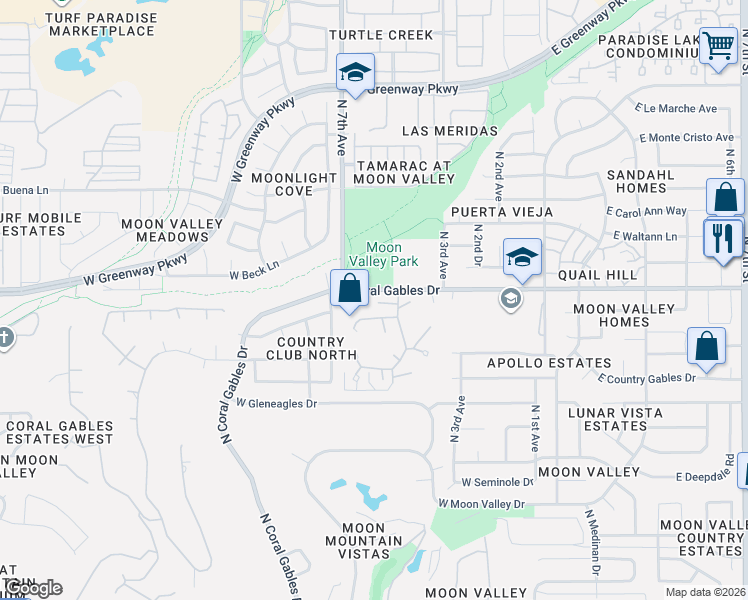 map of restaurants, bars, coffee shops, grocery stores, and more near 620 West Gibraltar Lane in Phoenix