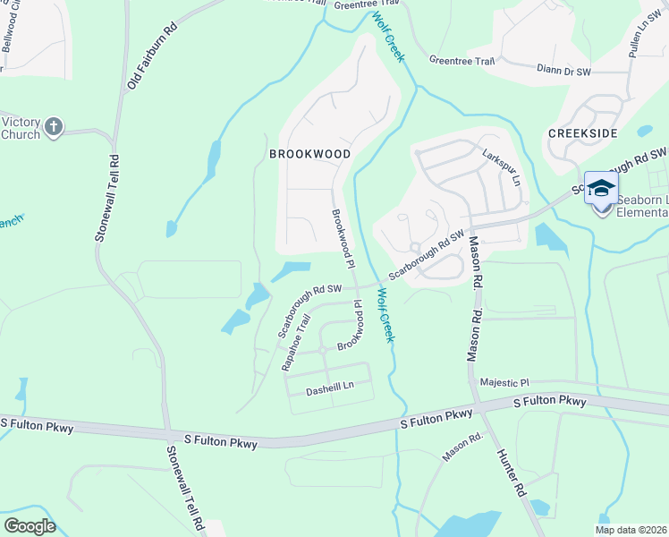 map of restaurants, bars, coffee shops, grocery stores, and more near 4813 Brookwood Place in College Park