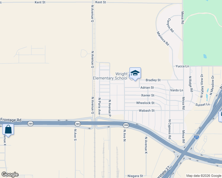 map of restaurants, bars, coffee shops, grocery stores, and more near 2600-2698 North Avenue P in Lubbock