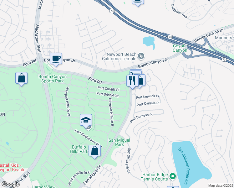 map of restaurants, bars, coffee shops, grocery stores, and more near 2012 Port Bristol Circle in Newport Beach