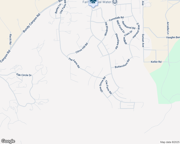 map of restaurants, bars, coffee shops, grocery stores, and more near 34370 The Farm Road in Wildomar