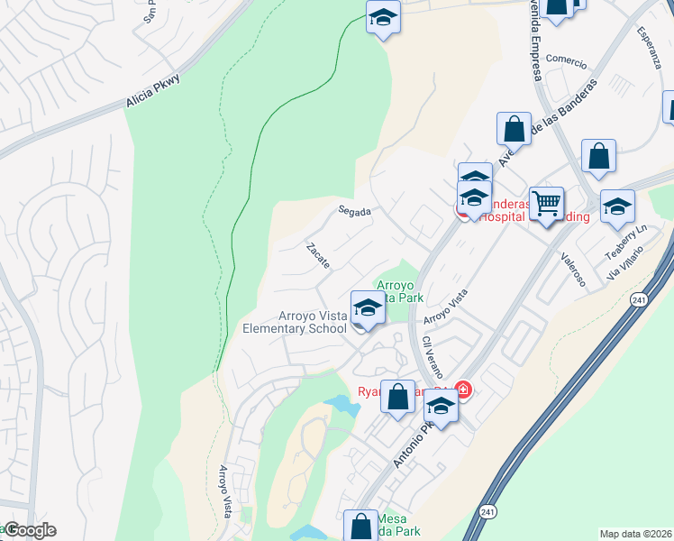 map of restaurants, bars, coffee shops, grocery stores, and more near 608 Mancera in Rancho Santa Margarita