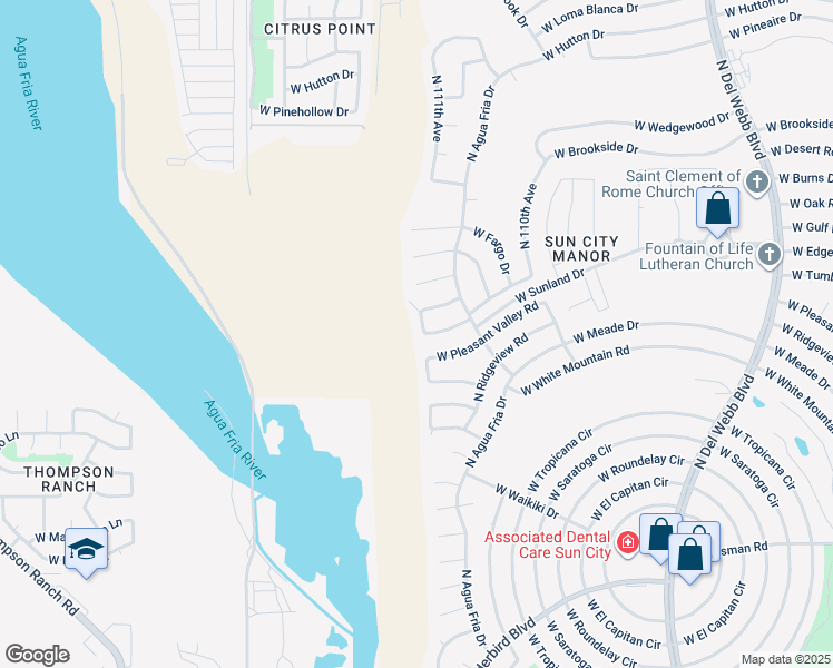map of restaurants, bars, coffee shops, grocery stores, and more near 11073 West Edgewood Drive in Sun City