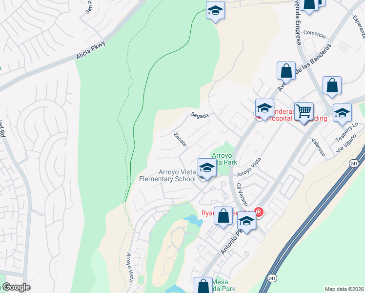 map of restaurants, bars, coffee shops, grocery stores, and more near 2 Serna in Rancho Santa Margarita