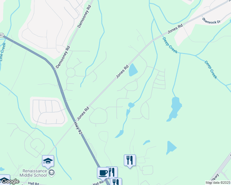 map of restaurants, bars, coffee shops, grocery stores, and more near 468 Berkshire Place in Fairburn