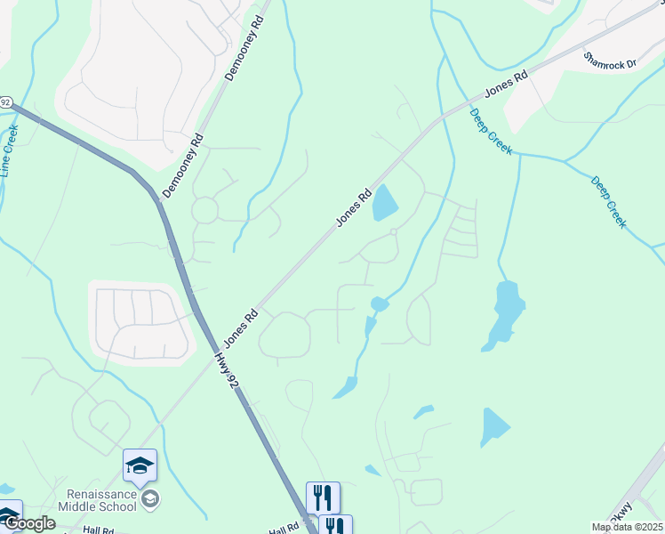 map of restaurants, bars, coffee shops, grocery stores, and more near 468 Berkshire Place in Fairburn