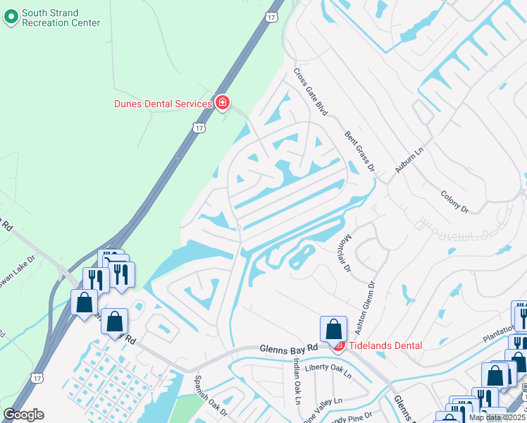 map of restaurants, bars, coffee shops, grocery stores, and more near 630 Sandberg Street in Myrtle Beach