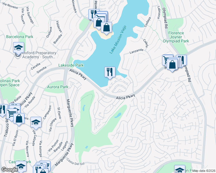 map of restaurants, bars, coffee shops, grocery stores, and more near 27809 Barbate in Mission Viejo