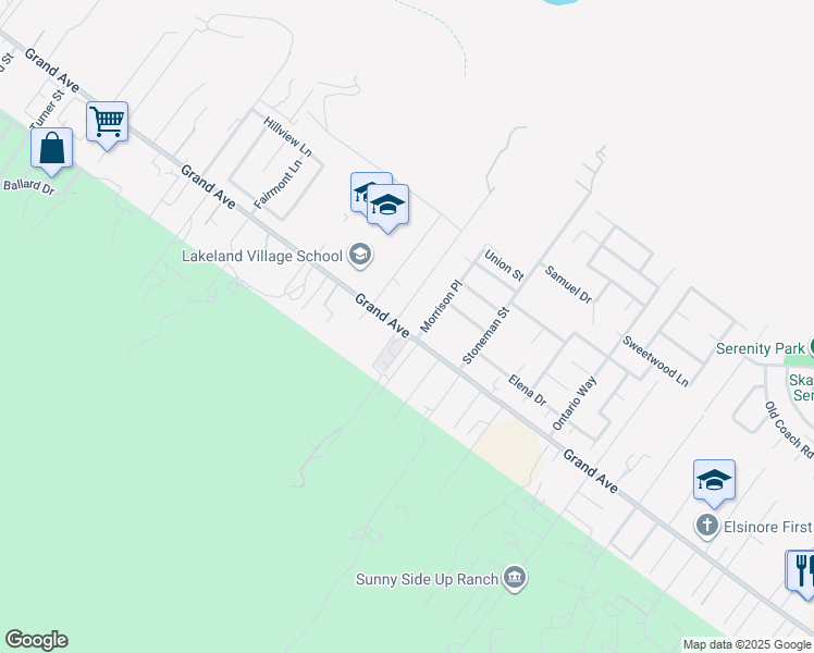 map of restaurants, bars, coffee shops, grocery stores, and more near 18864 Calle Grande in Lake Elsinore