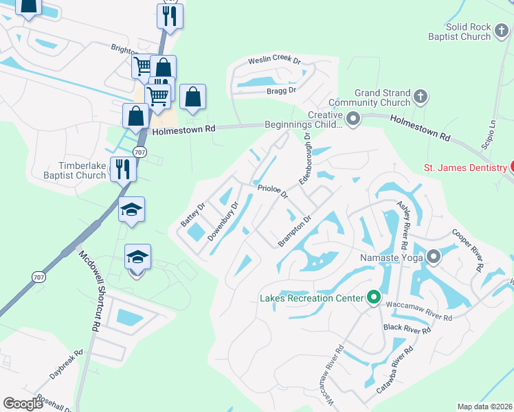 map of restaurants, bars, coffee shops, grocery stores, and more near 3243 Gervais Lane in Myrtle Beach
